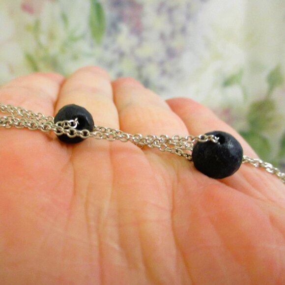 Vintage MACY'S Lapis Lazuli Sterling Silver Necklace: Faceted GEMSTONE 925 - Picture 12 of 14